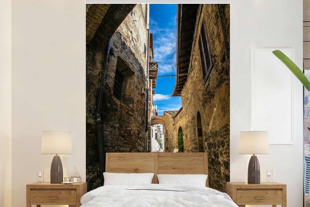 MuchoWow Fototapete für Wohnzimmer oder Schlafzimmer Wandtapete Vinyl Motivtapete Die Altstadt von San Gimignano in Italien - 180x280 cm - Wallp...