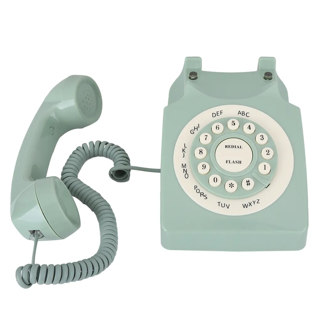 Téléphone fixe déco rétro vert idéal pour salon ou bureau de style - 5