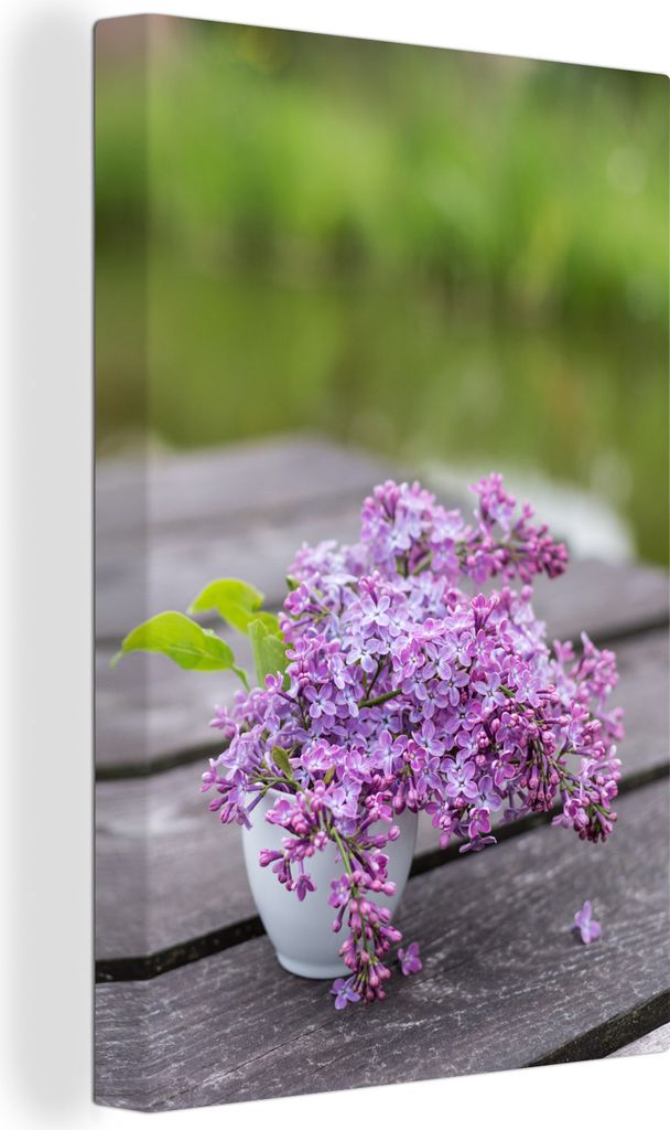 OneMillionCanvasses - Leinwandbilder - 90x140 cm, Blumenstrauß aus Flieder auf einem Tisch, Wandbilder Kunstdruck Wanddekoration - Foto auf Lein...