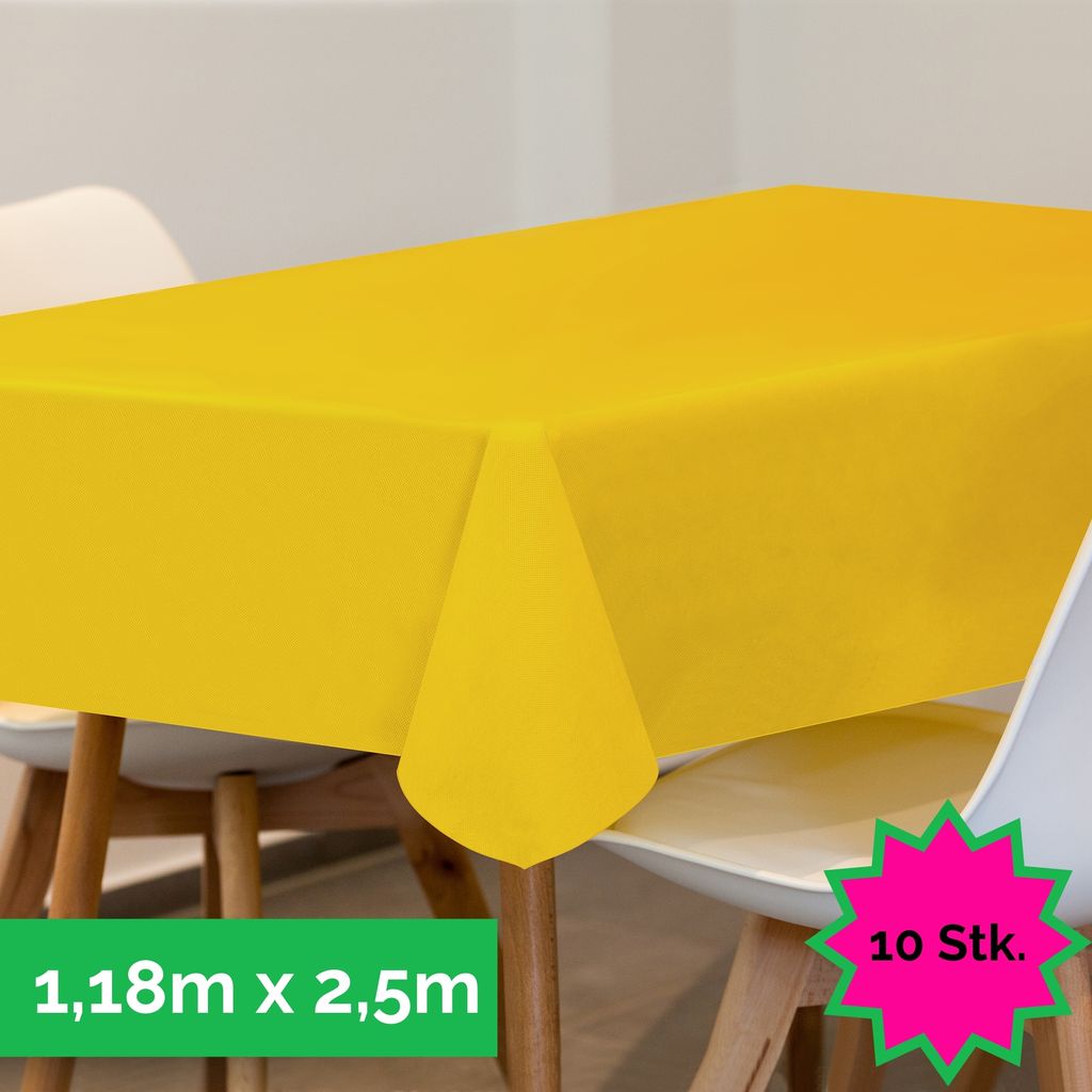 Sensalux Tischdecke, abwaschbar, Vorteilspack, 10 Stück, 1,18m x 2,5m, Gelb
