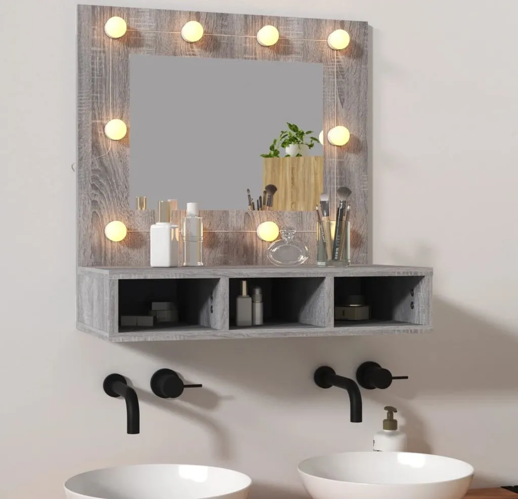Specchio Bagno LED 60 cm Grigio Sonoma - Qualità Living Store