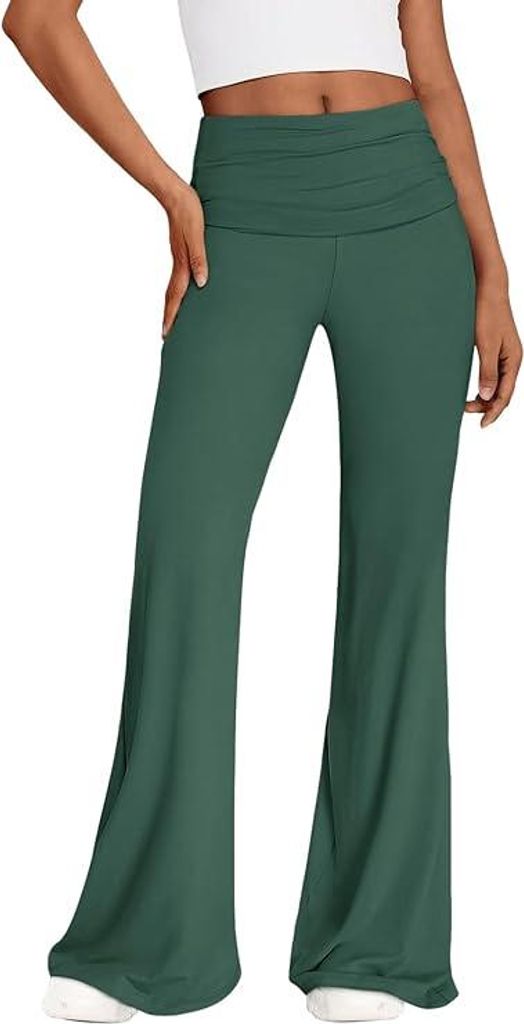 REORIA Damen Leggings Elegant Weit Leggings Grün XL