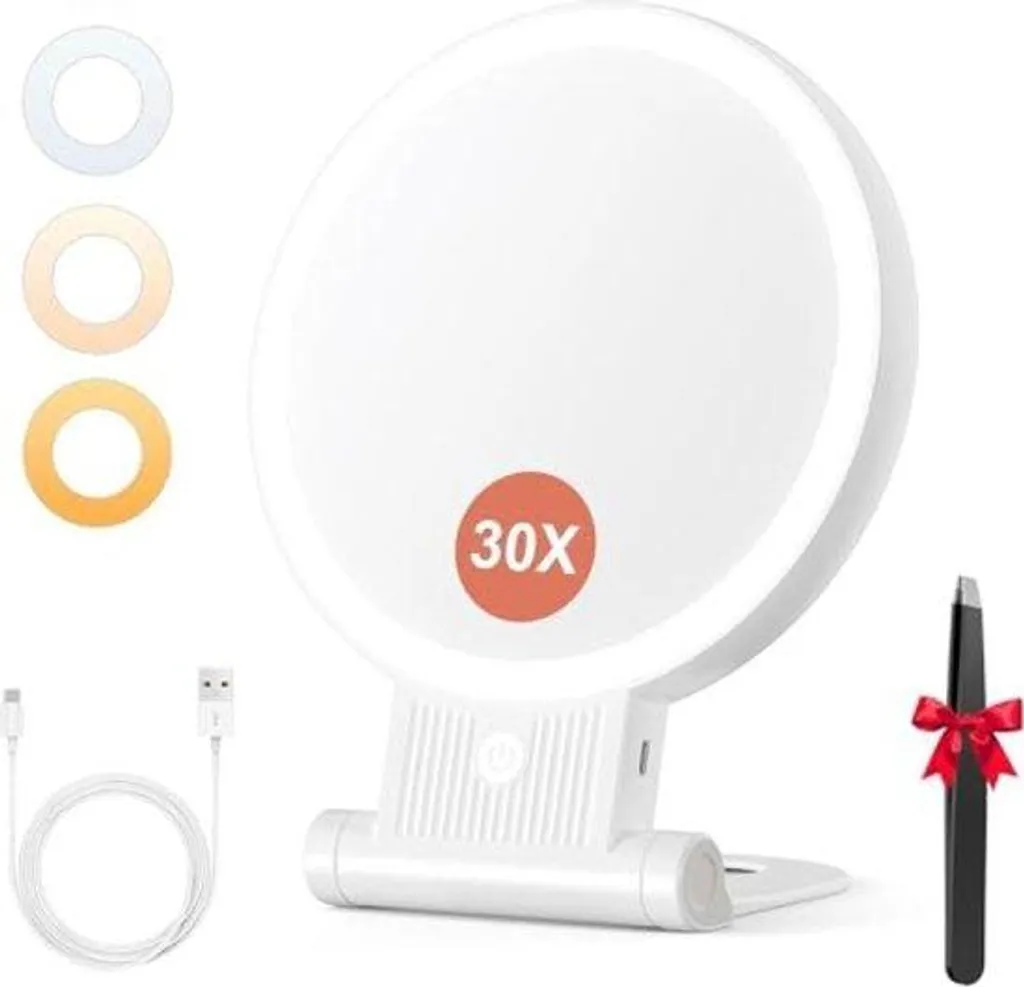 Miroir LED anti-ombre grossissant pliable pour un maquillage précis