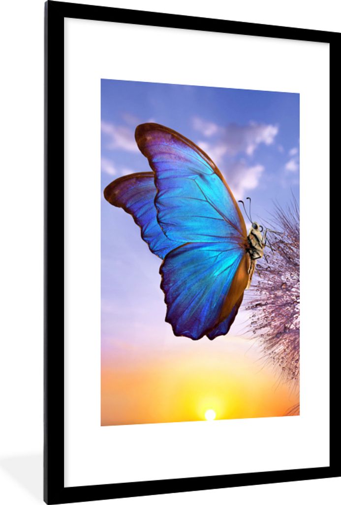 MuchoWow® Gerahmtes Poster Schmetterling - Sonnenuntergang Produktbild 