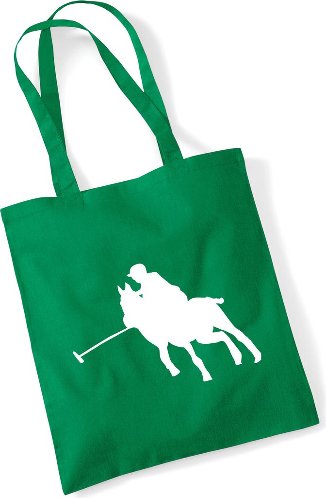 Huuraa Jutebeutel Polo Spieler Silhouette 10 Liter Kelly Green Baumwolle Tasche Geschenkidee