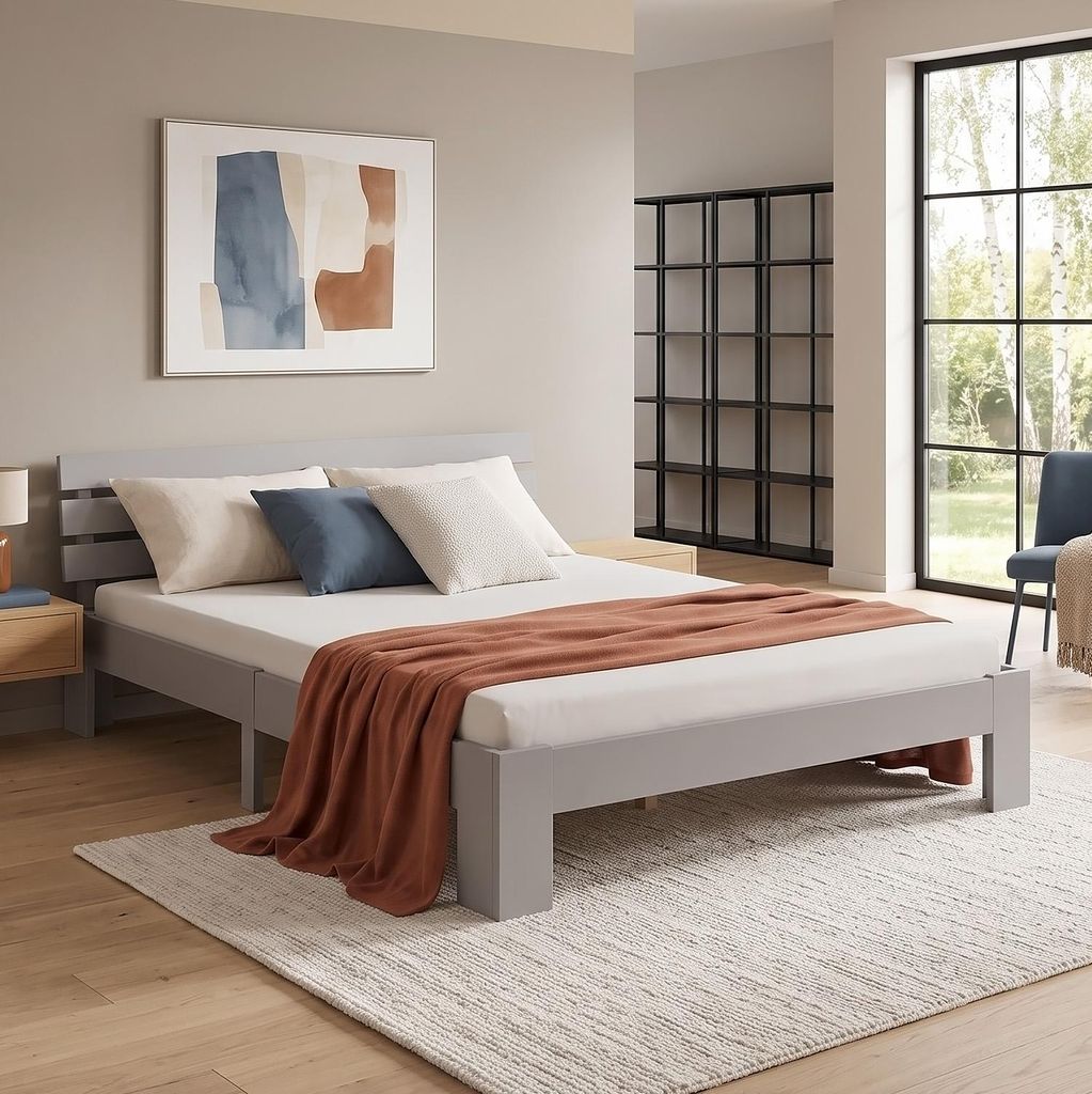 Homestyle4u Holzbett 120x200 mit Lattenrost mit Matratze Produktbild 