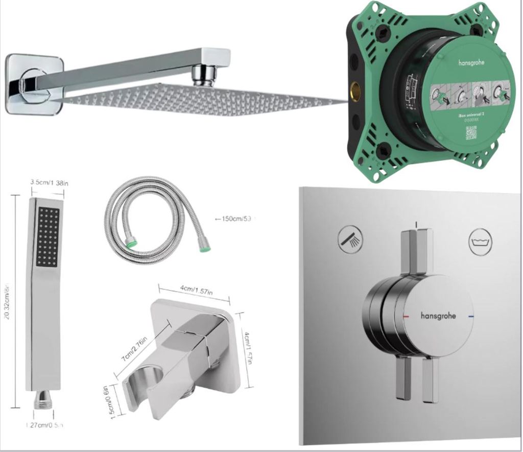 HANSGROHE DUO TURN E + Kreabad Duschset Regendusche 30cm, Produktbild 