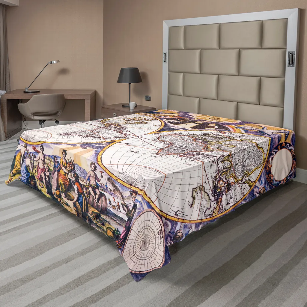 Lenzuolo Sopra ABAKUHAUS 260x228 Mappa Antica Multicolore Decorativo