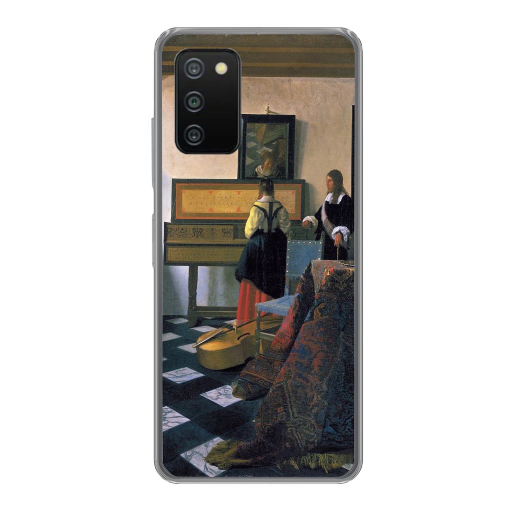 MuchoWow Handyhülle Schutzhülle Hülle für Samsung Galaxy A03s Die Musikstunde - Johannes Vermeer Silikon Softcase Handy Hülle - Schutz
