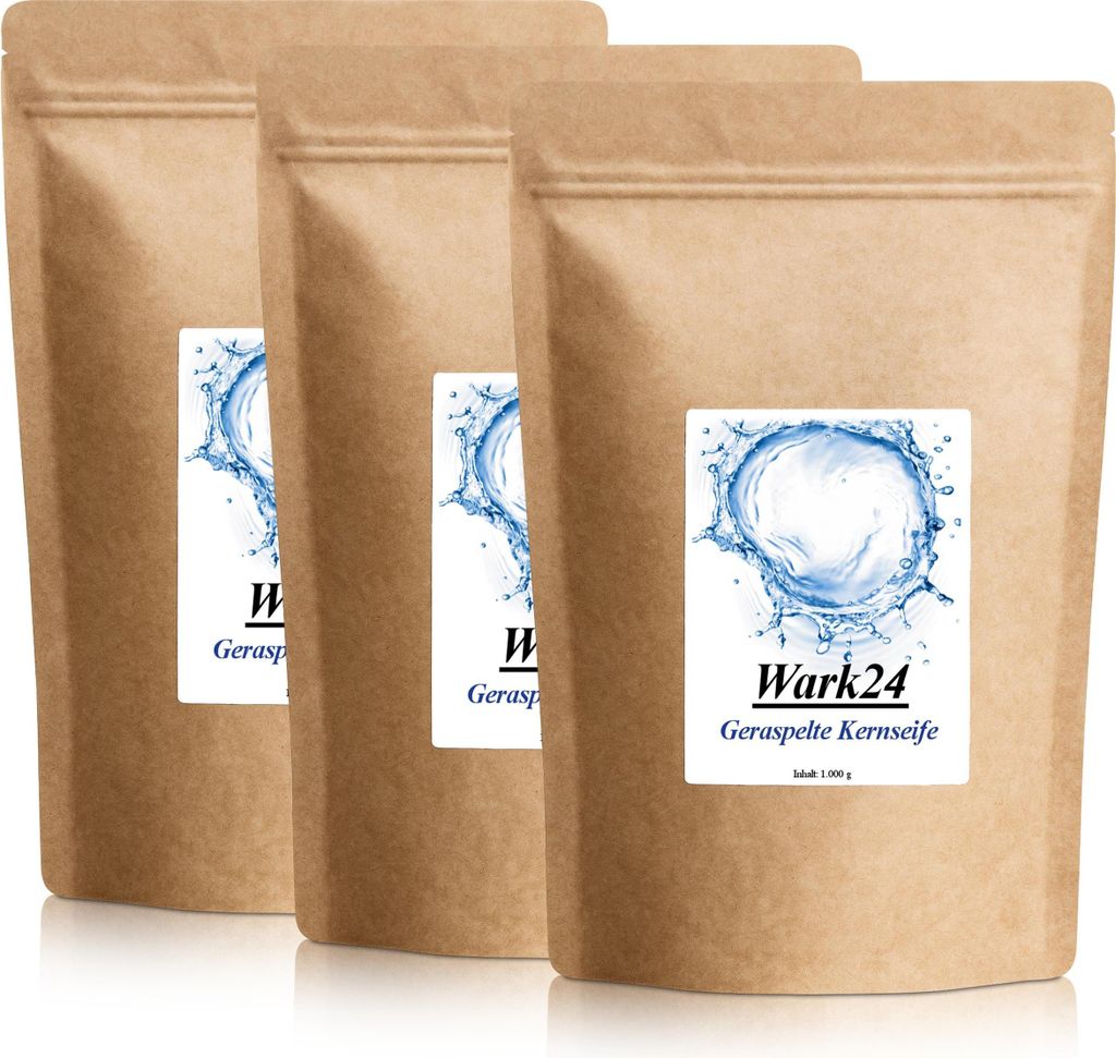 Wark24 geraspelte Kernseife 1kg ohne Farb und Konservierungsstoffe (3er Pack)