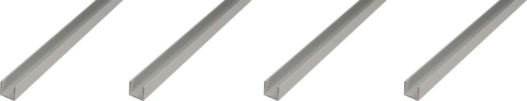 Alberts 4 x U-Profil, Aluminium, 10 x 12 x 10 x 1,5 mm, Länge 2 m, silberfarbig eloxiert