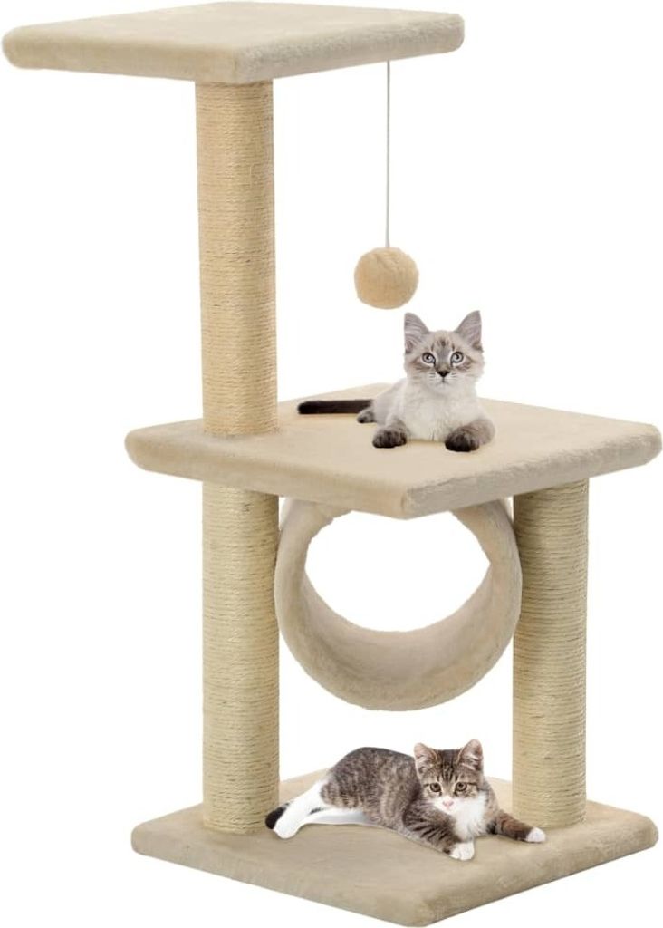The Living Store Katzen-Kratzbaum Sisal 65 cm Beige