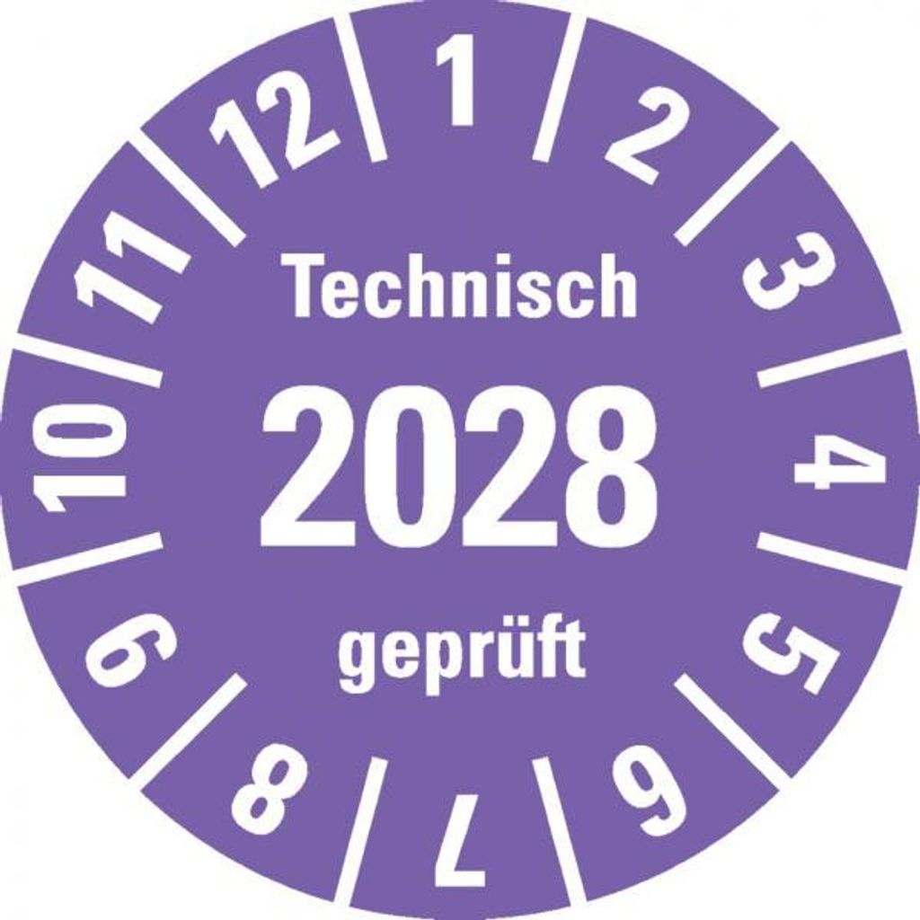 Dreifke® Prüfplakette Technisch  2028, violett, Dokufolie, Produktbild 