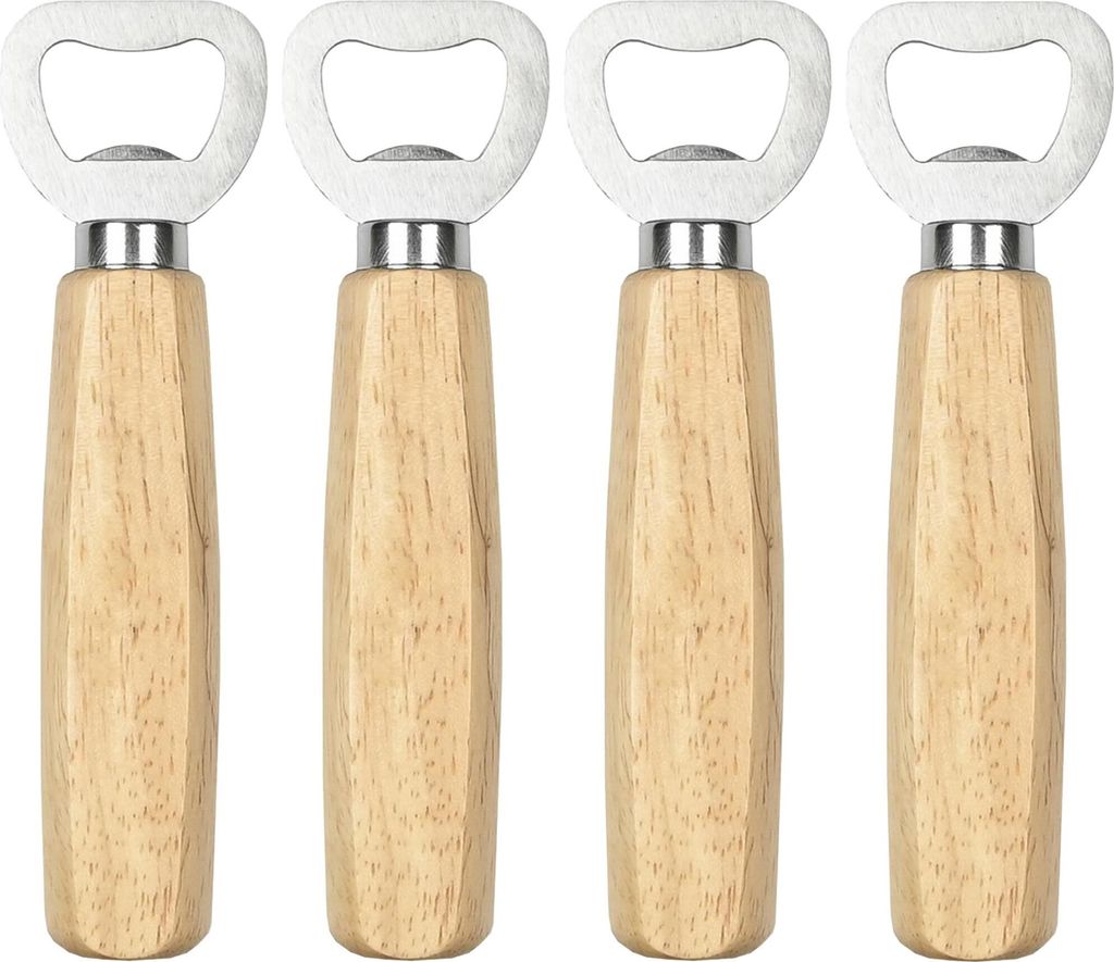 4x Flaschenöffner Kapselheber Bieröffner Holzgriff Kronkorkenöffner Heber Öffner