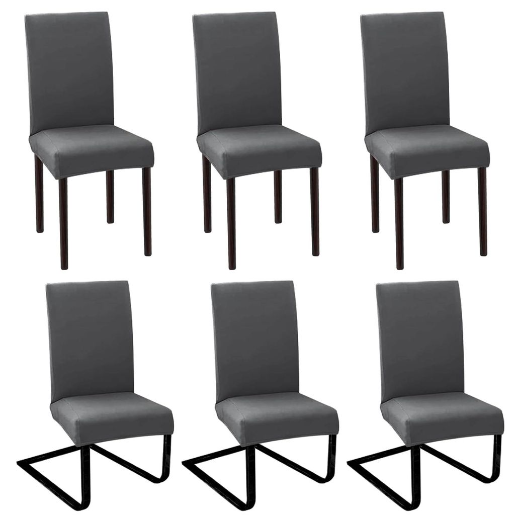 Elastische Stuhlhussen, 6er-Set, für Esszimmerstühle, abnehmbare und waschbare Stuhlschoner, dekorative Stuhlhussen, Polyester-Stuhlhussen für Z...