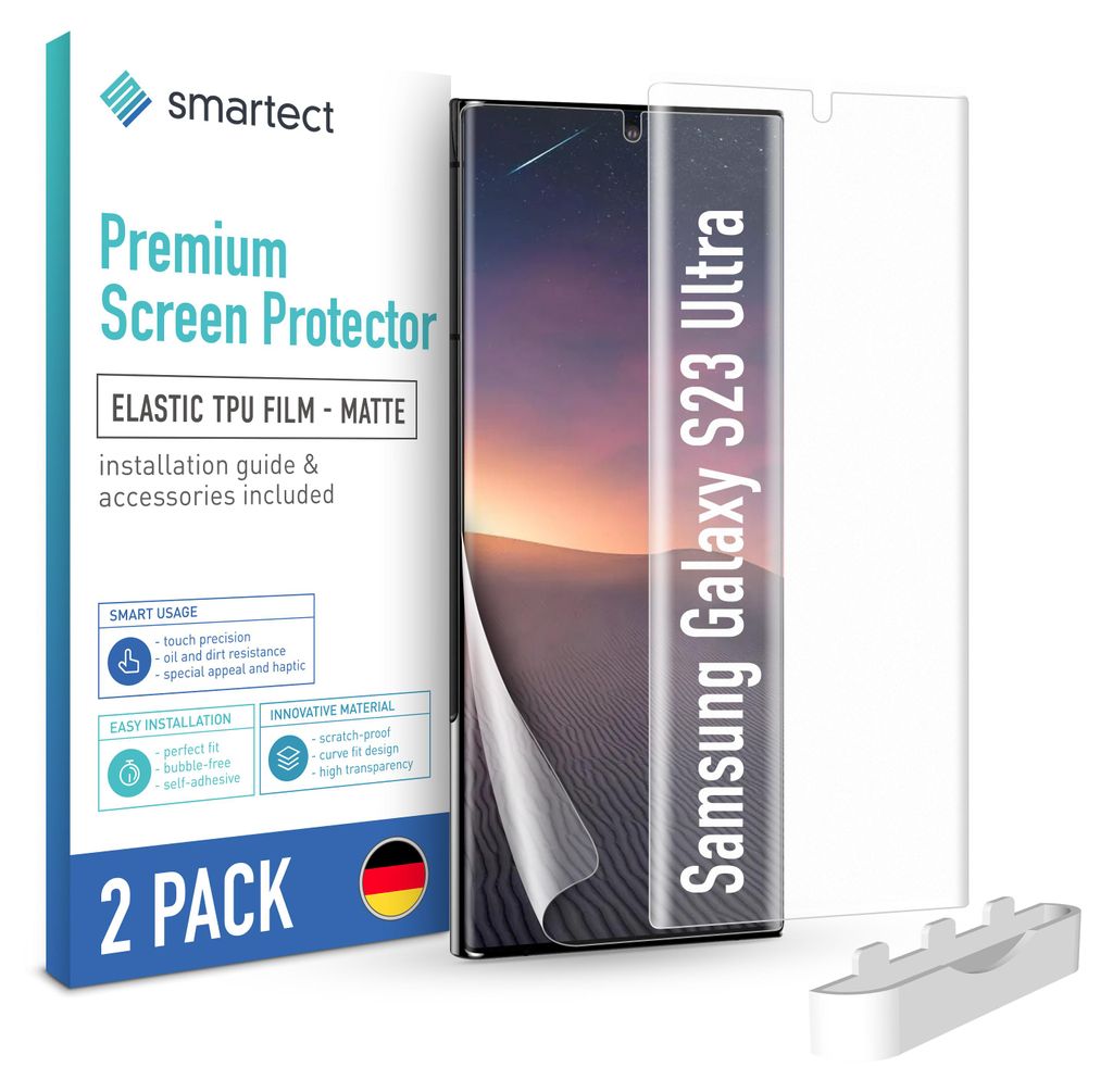 2x TPU Schutzfolie Matt für Samsung Galaxy S23 Ultra Displayschutz Panzerfolie