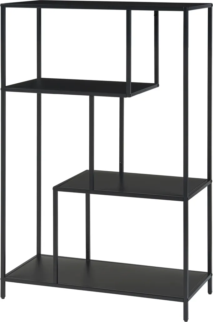 Bibliothèque industrielle noir mat 4 niveaux en acier résistant 115 cm - 2