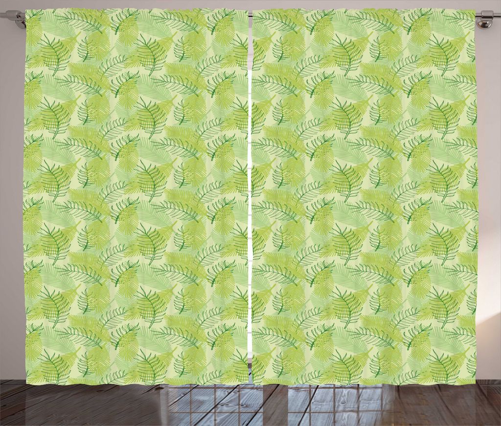 ABAKUHAUS Botanisch Rustikaler Gardine, Skizzierter Zipfel Pflanzen, Schlafzimmer Kräuselband Vorhang mit Schlaufen und Haken, 280 x 245 cm, Apfel...