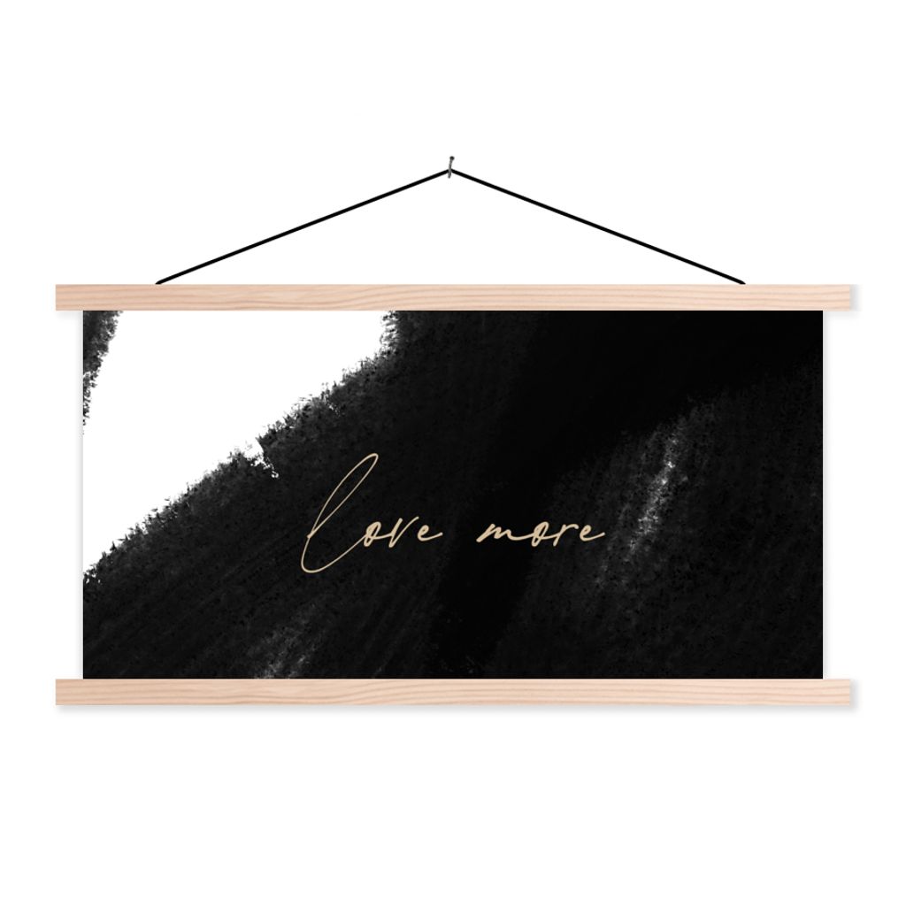 MuchoWow Textilposter Text - Abstrakt - Liebe mehr - Zitate 60x30 cm mit holzfarbenen Rahmen - Dekoration