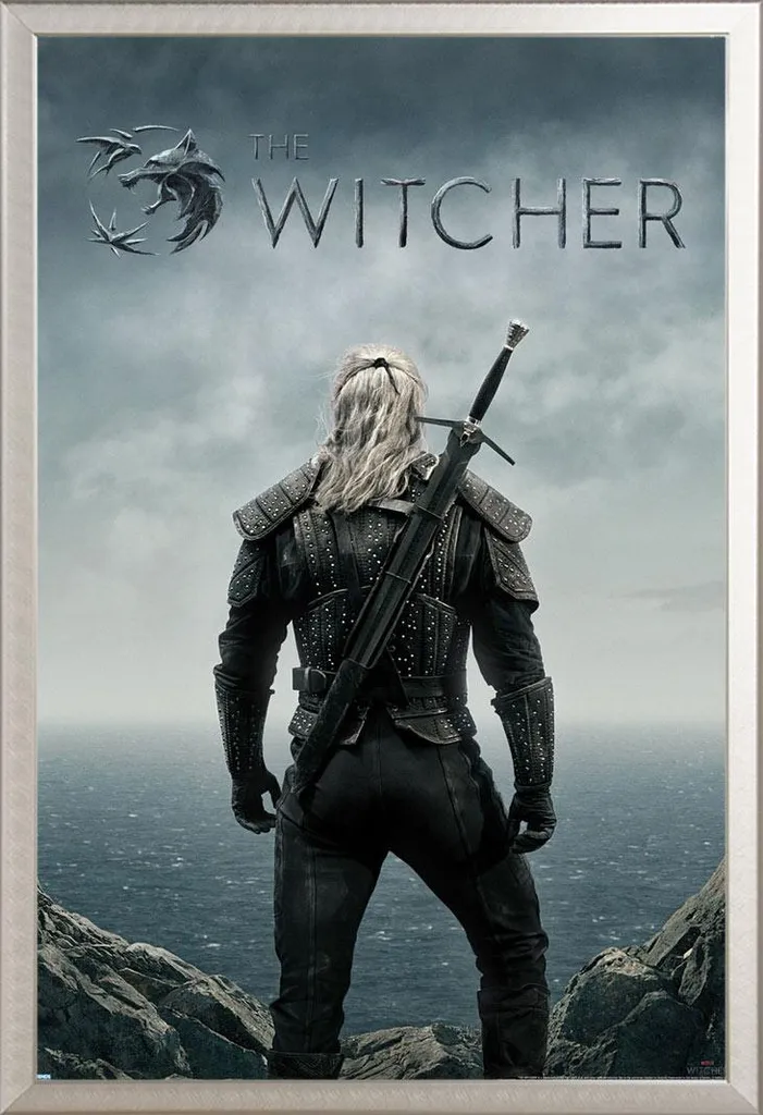 Maxi Poster The Witcher + Cornice Argento Shinsuke Vetro Acrilico