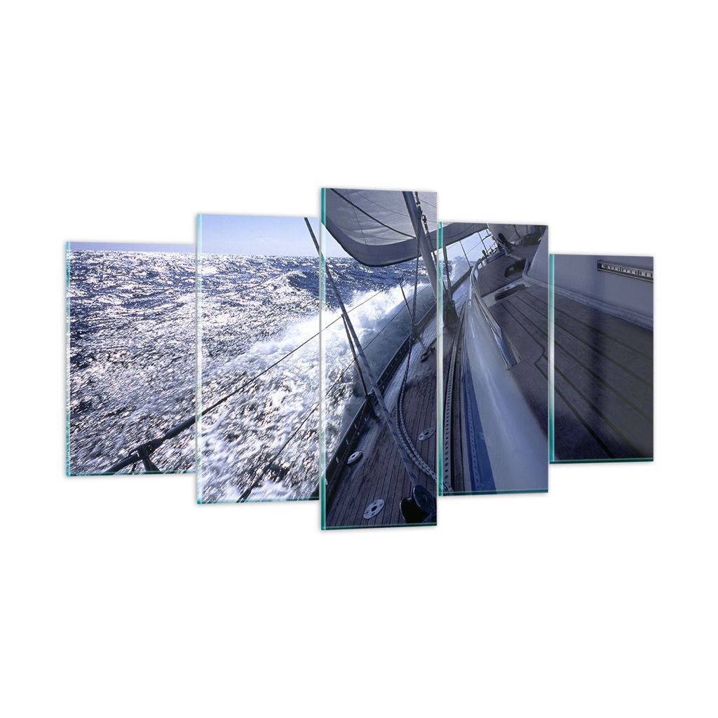 Bilder auf glas - Boot Ozean Reise Yacht - 160x85cm - Glasbilder - Wandbilder - Kunstdruck - zum Aufhängen bereit - Wanddekoration aus Glas - Glas...