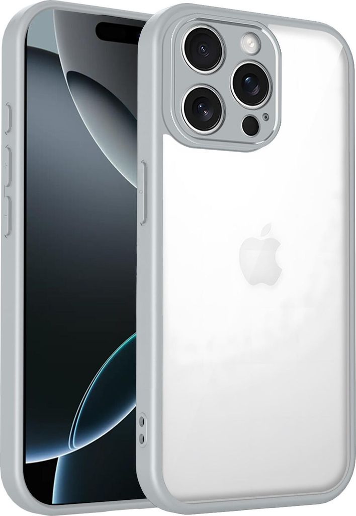 Hülle für iPhone 14 Pro Max Transparente Rückseite TPU Bumper Stoßfest Handyhülle Grau