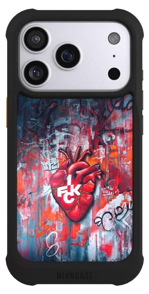 NIVOCASE Hülle für Apple iPhone 17 Pro Stoßfeste Handyhülle NIVOmax Case Schwarz 1. FC Kaiserslautern 1. FCK Herz