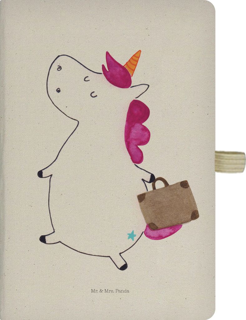 Mr. & Mrs. Panda notizbuch Einhorn Koffer - Transparent - Geschenk, Kladde, Skizzenbuch, Reise, A5, Verreisen, Adressbuch, Spaß, Abenteuer, Einhö...