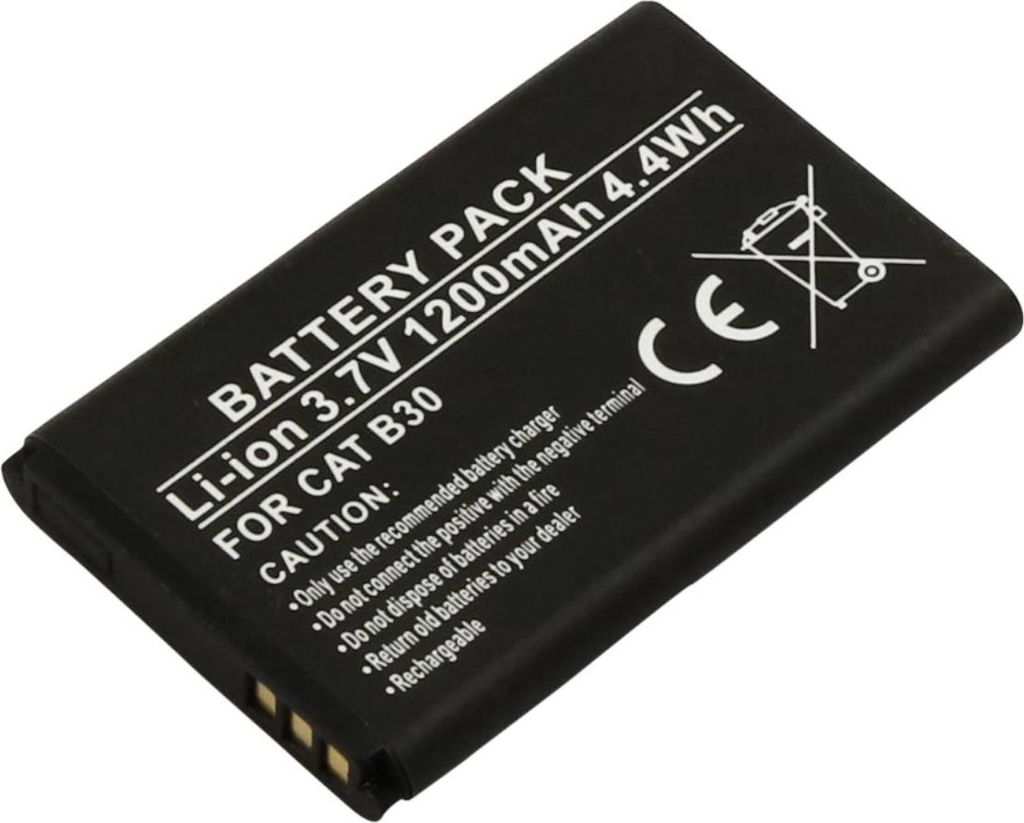 Avizar, Li‐Ion Ersatzakku 3.7 V 1200mAh für CAT B30 – robust & langlebig, Schwarz