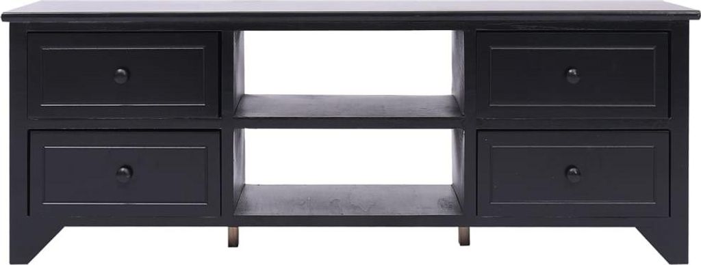 vidaXL TV-Schrank Schwarz 108x30x40 cm Massivholz Paulownia
