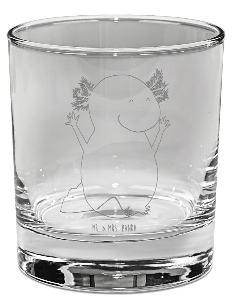 Mr. & Mrs. Panda Tumbler Axolotl Hurra - Transparent - Geschenk, Whiskeyglas, Lurche, Lowball Glas, Freude, Old Fashioned, Motivation, Lurch, Whisk...