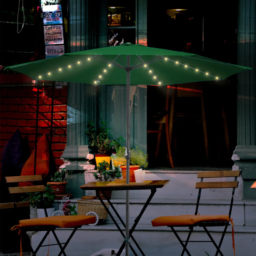 Aopunly Ombrellone da Giardino 350cm con LED e Rotazione - Verde Classico - 6