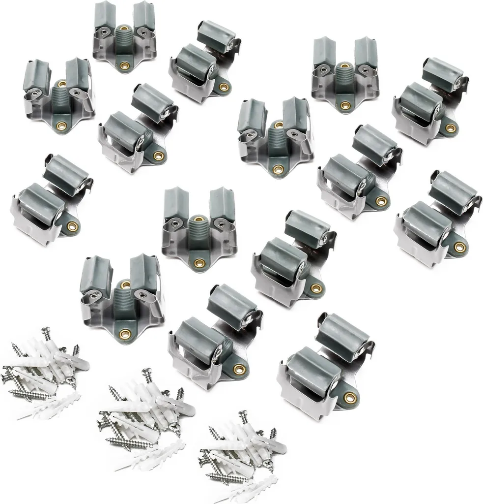 Wiltec Jeu de 15 Accroche-balai en acier 50x50x42mm Support mural