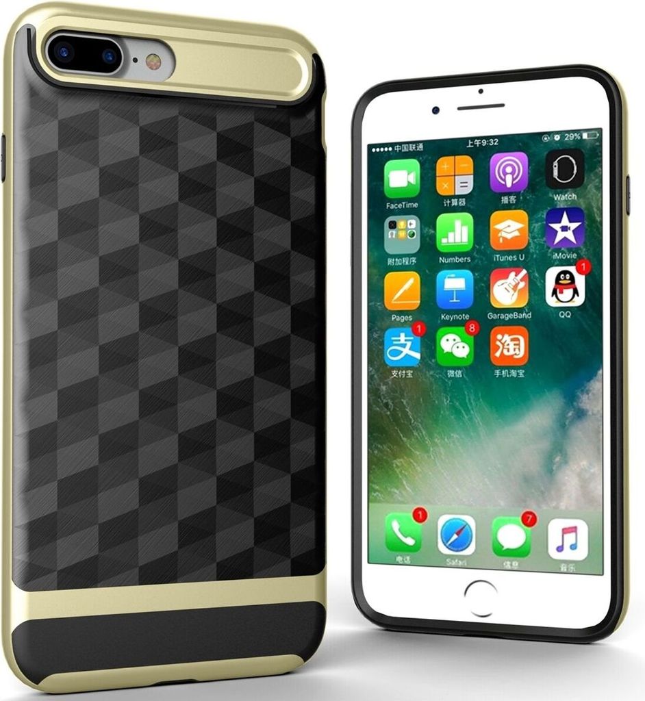 Hülle für Apple iPhone 8 Plus Backcover Case Handy Schutzhülle - Cover 3D Prisma Design Gold