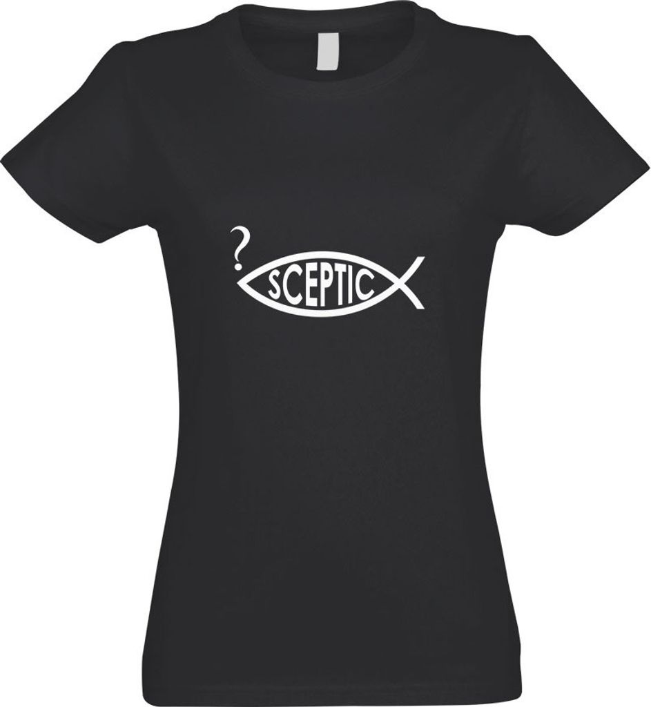 Kiwistar - T-Shirt tailliert - Damen - Graphit - Sceptic Fisch - mit Motiv Bedruckt - Funshirt Design - Sport - Freizeit - Damen - L