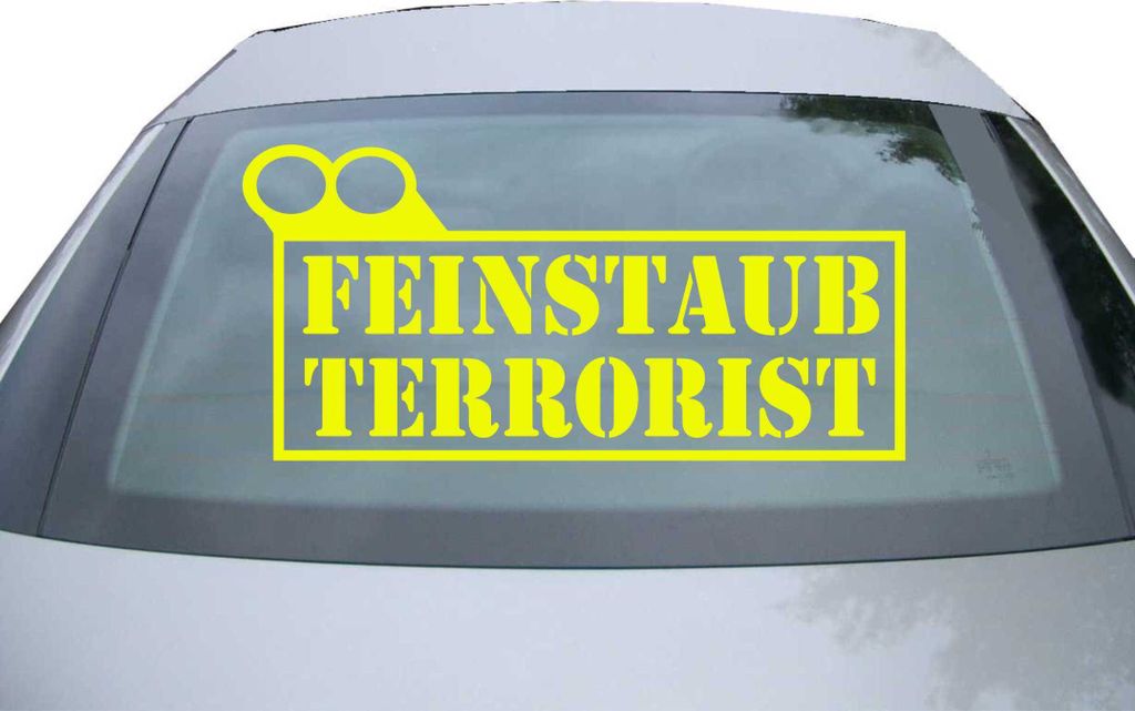 Indigos UG - Aufkleber Heckscheibe & Motorklappe DE2076 - neongelb - 600x285 mm - Feinstaub Terrorist - Auto Scheiben Fenster Heckklappe Tuning Rac...