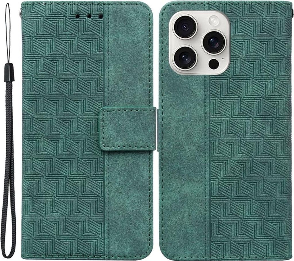 iPhone 16 Pro Hülle - Coverup Geometric Klapphülle - Grün