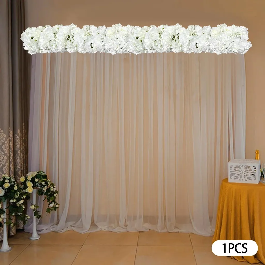 Kit Décoration Mariage Fleurs en Soie Blanche avec Ruban de 1 Mètre