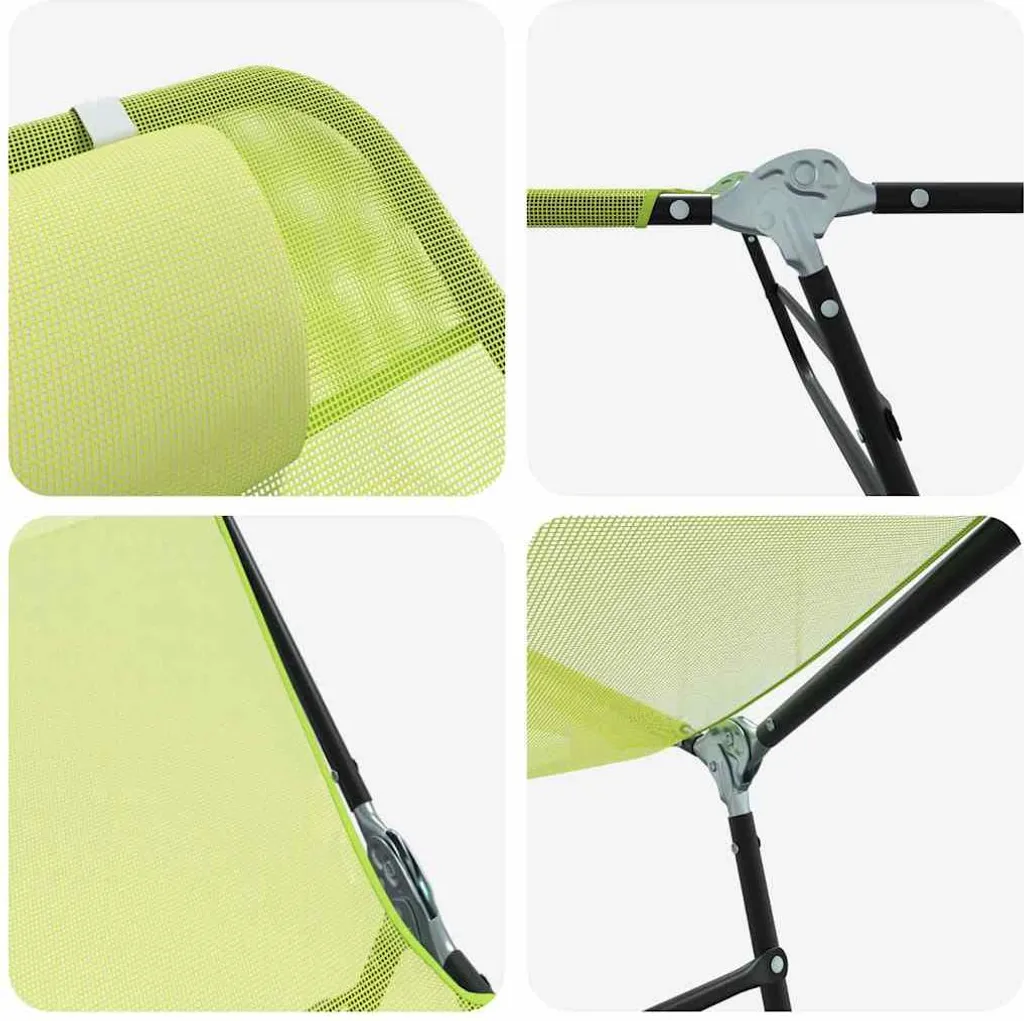 Lit de soleil pliable vert 182x55x85,5 cm avec structure métal robuste - 7