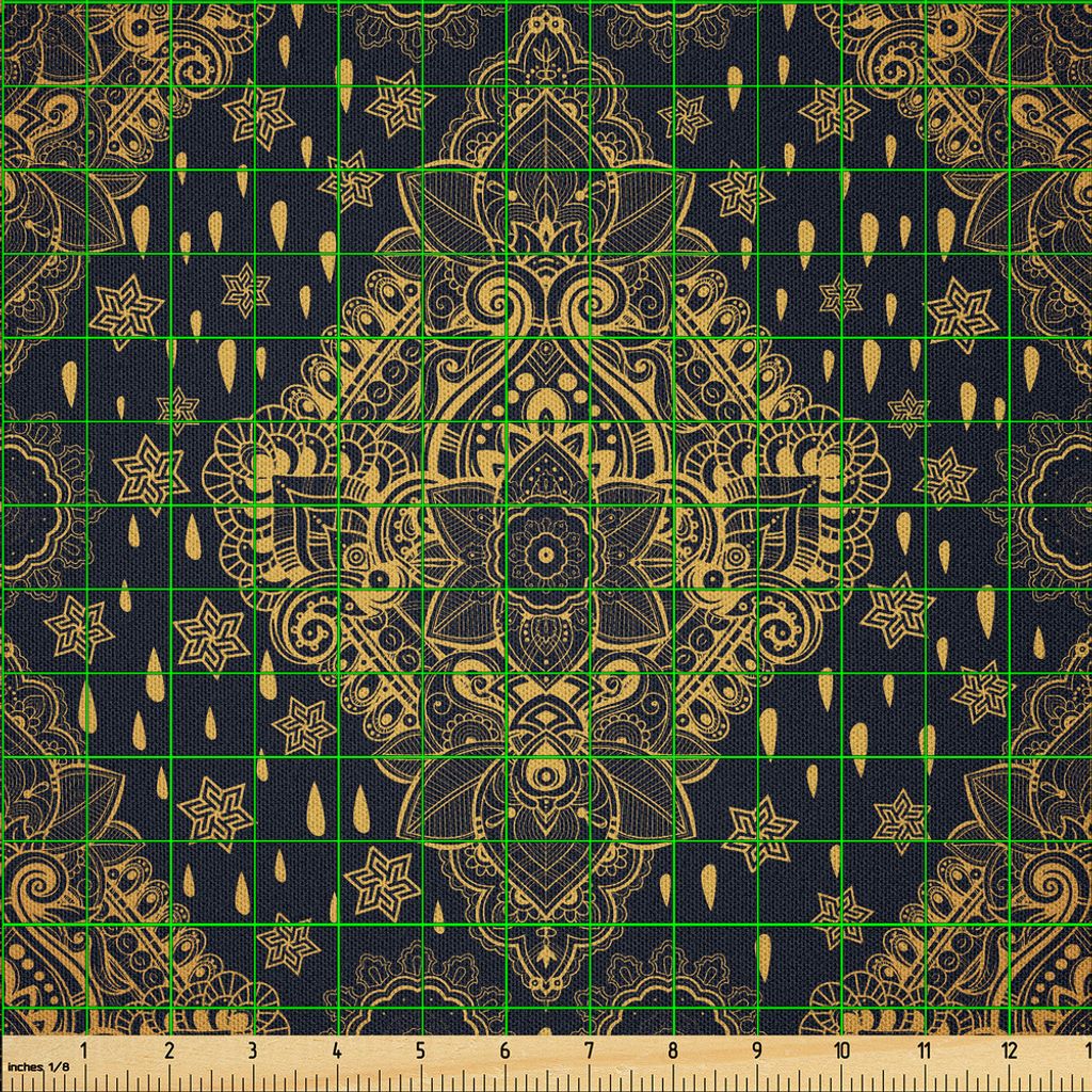 ABAKUHAUS Mandala Microfaser Stoff als Meterware , Bohemian Paisley Ornament Henna Tattoo ethnischen Stammes-Vintage-Design, 3 M (230 x 300 cm), An...