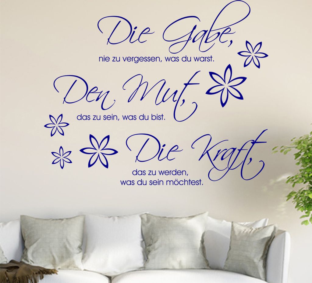 Die Gabe nie zu ... Wandtattoo in 6 Größen - Wandaufkleber Wall Sticker - Dekoration, Küche, Wohnzimmer, Schlafzimmer, Badezimmer