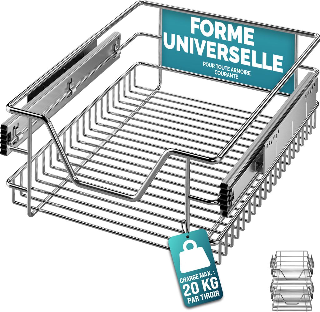CASARIA® 2x Tiroir télescopique de rangement 40 cm pour Image du produit 
