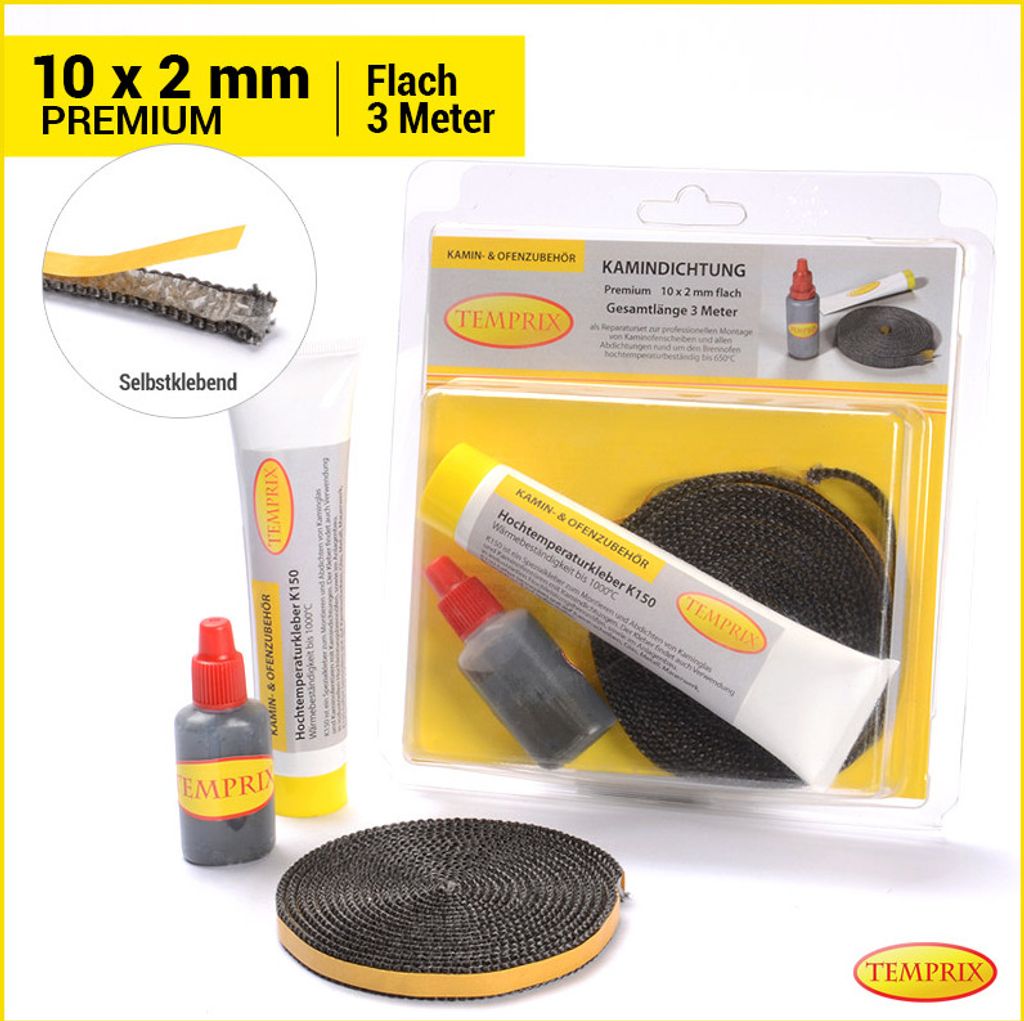 Temprix Kamindichtung & Ofendichtung 10 x 2 mm Premium - 3 Produktbild 