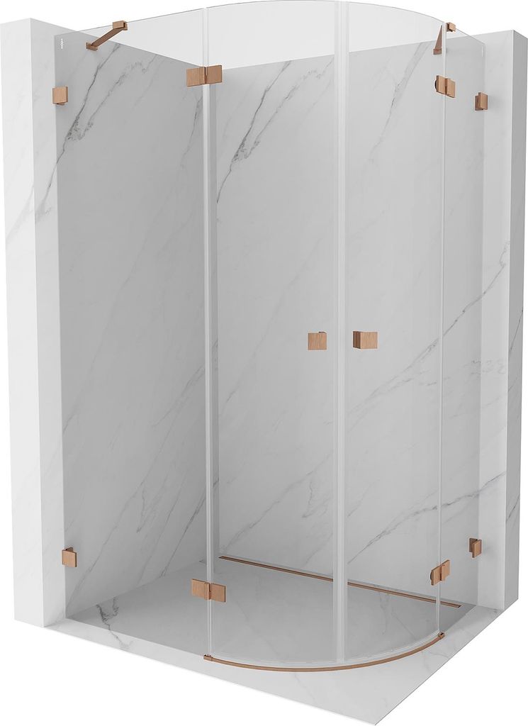 Mexen Lunar Duschkabine Halbkreis Drehbar Links 100 x 90 cm, Transparent, Gebürstetes Kupfer - 833-100L-090P-65-00