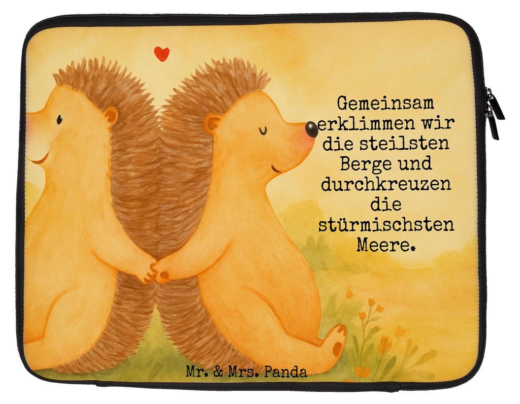 Mr. & Mrs. Panda Laptop Tasche Igel händchenhaltend Design 33 x 42 cm - Weiß - Geschenk, Lieblingsmensch, Laptophülle, Jahrestag, Verknallt, Lie...