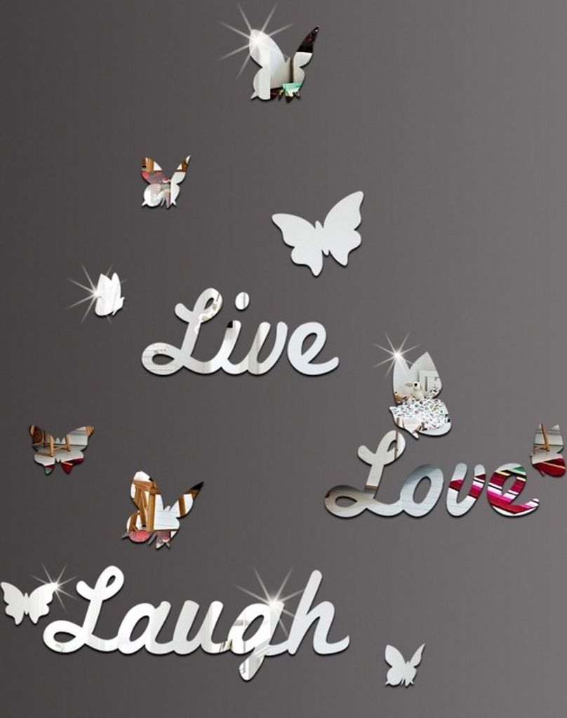 Spiegelaufkleber für die Wand - Live, Love, Laugh Produktbild 