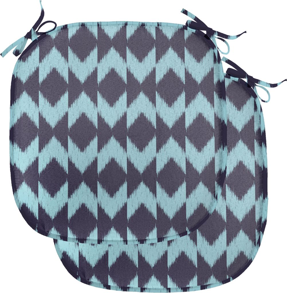 ABAKUHAUS Marine Polster für Esszimmerstühle, Boho Geometrische Form, Dekoratives wasserfestes Kissen mit Riemen für Küchensitze, 40 cm x 40 cm...