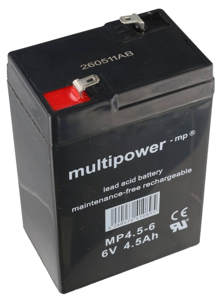 Multipower MP4.5-6 Blei Akku mit 4,8mm Faston Kontakten Produktbild 