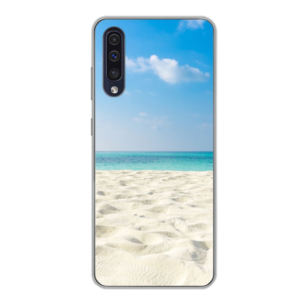MuchoWow Handyhülle Schutzhülle Hülle für Samsung Galaxy A30s Tropisch - Strand - Meer Silikon Softcase Handy Hülle - Karteninhaber