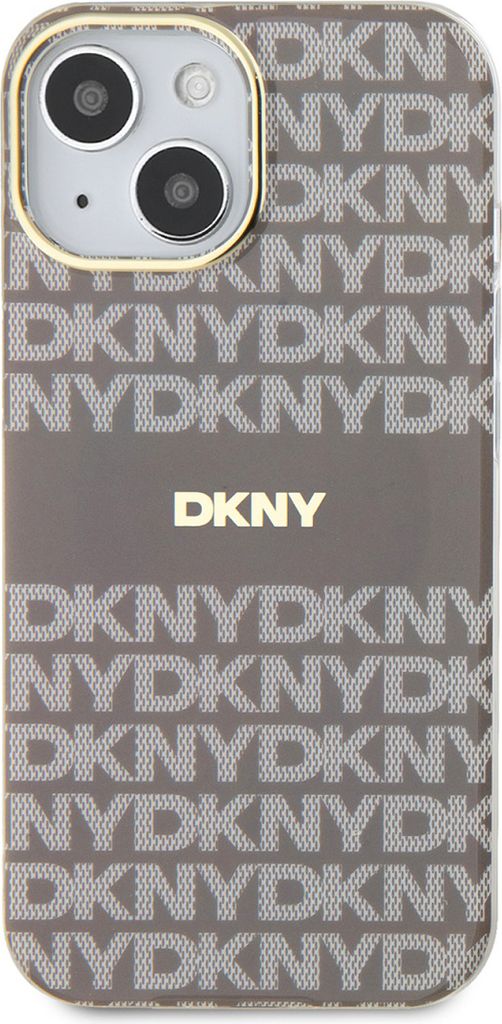 DKNY, MagSafe Schutzhülle Repeat Pattern Tonal Stripe f. Apple iPhone 14, Gelbgrau